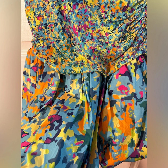 ANTHROPOLOGIE Plenty Tracy Reese Wrap V-Neck Bubble Dress SM Blue Motif MONET - Picture 16 of 16